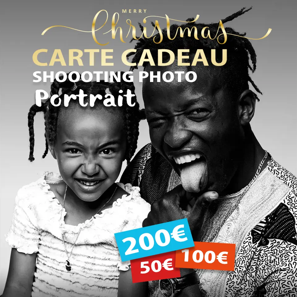 Carte cadeau joyeux noël shooting photo portrait en studio